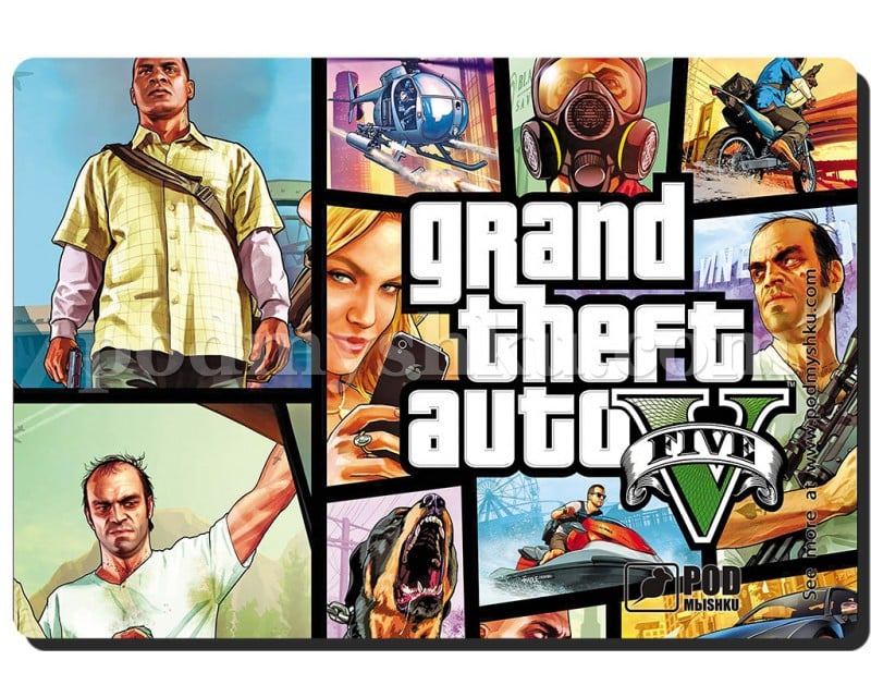 GTA 5-1. Размер 32 см х 22 см. Геймерский коврик для мыши.